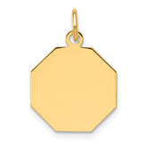 14K Plain .009 Gauge Engravable Octagonal Disc Charm